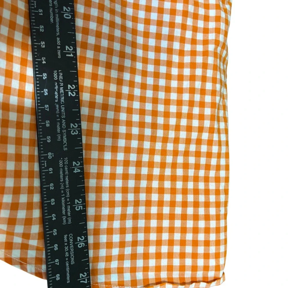 Ralph Lauren Button Down Kids XL 18-20 Orange Gingham Short Sleeve Pony
